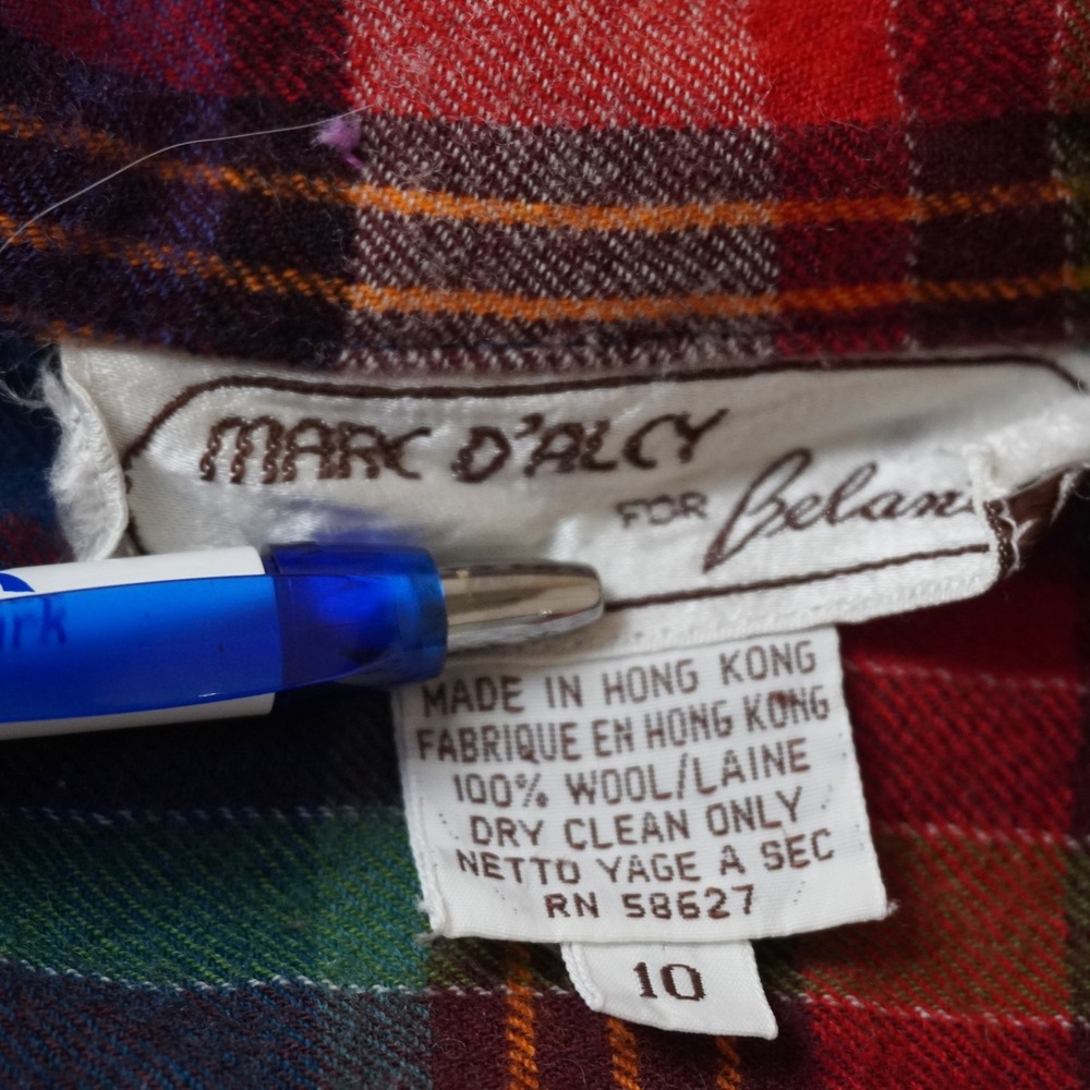 Vintage Marc D'Alcy Wool Plaid Shirt 10 Womens Medium Multi Color Button Up - Picture 6 of 8